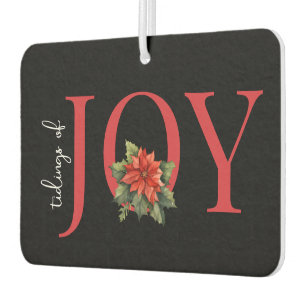 TIDINGS OF JOY RED CHRISTMAS POINSETTIA on BLACK, Air Freshener