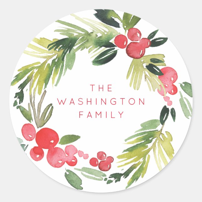 Tidings Wreath Christmas Holiday Greeting Sticker (Front)