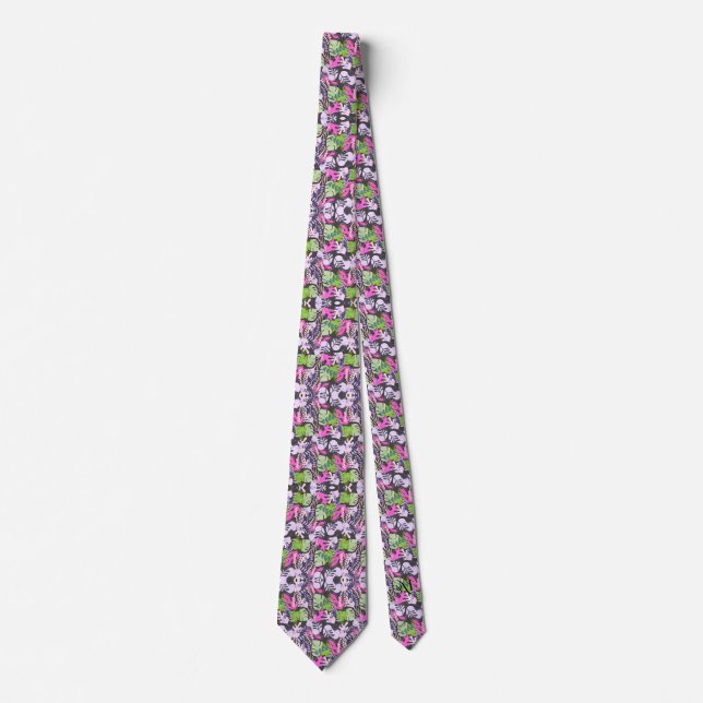 Tie : Abstract Leaves (dark grey) (Front)