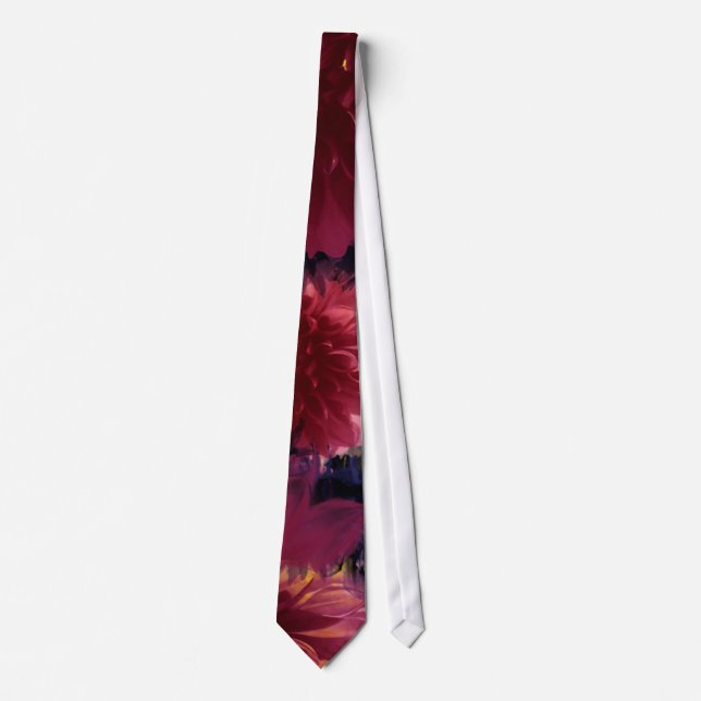 Tie, Beautiful Dark Colourful Floral Design Tie (Front)