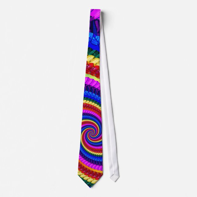 Tie - Big Rainbow Swirl Fractal Pattern (Front)