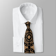 Tie - Black Pattern Initials Tan