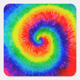 Tie Die Rainbow in Alcohol Ink Square Sticker