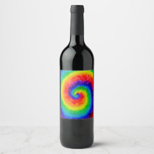 Tie Die Rainbow in Alcohol Ink Wine Label