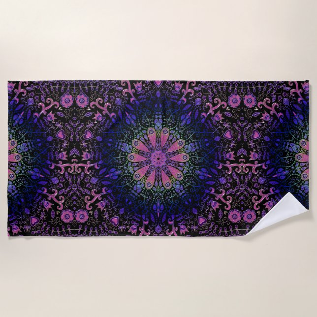 Tie-Dy Tapestry Mandala Beach Towel (Front)