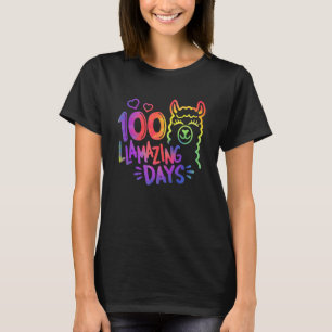 Tie Dye 100 Days of School Teachers 100 Llamazing T-Shirt