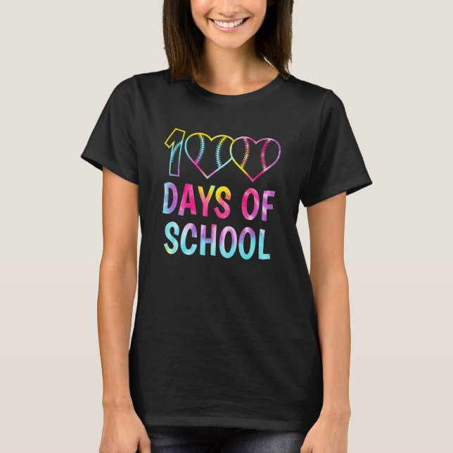 Tie Dye 100th Day Student Boys Girls Baseball 100  T-Shirt (Front)