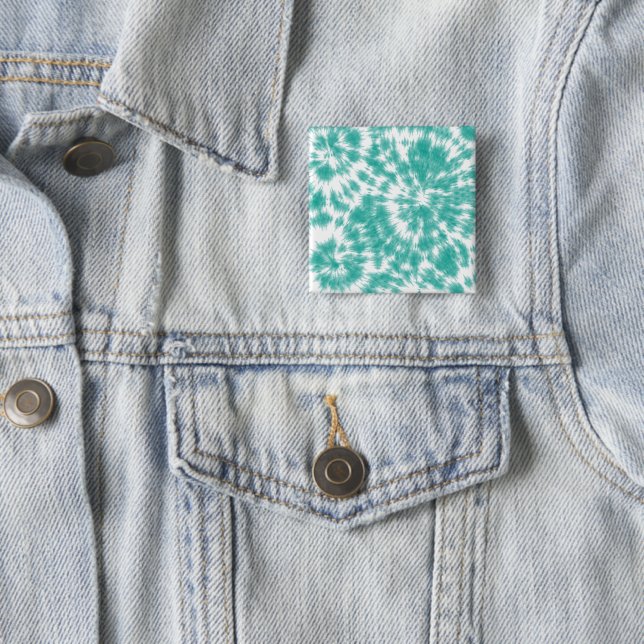 Tie Dye 2 Inch Square Button (In Situ)