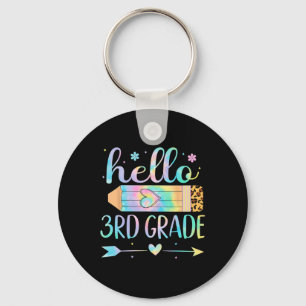 Tie Dye 3rd Grade Back To School Hello Third Grade Keychain