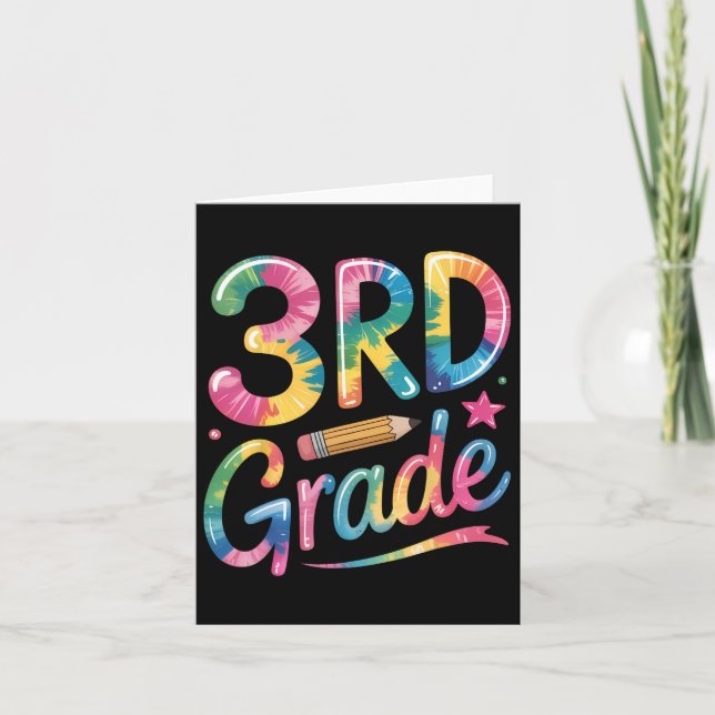 Tie Dye 3rd Grade Vibes Teacher First Day Of Back  Card (Front)