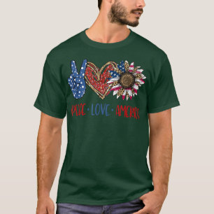 Tie Dye 4th of July Peace Love America Sunflower P T-Shirt