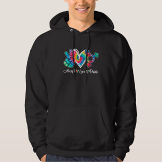 Tie Dye Accept Love Peace LGBT Gay Pride LGBTQ Rai Hoodie