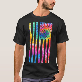 Tie Dye American Flag USA Patriotic Rainbow T-Shirt