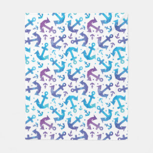Tie Dye Anchor Pattern 2 Fleece Blanket