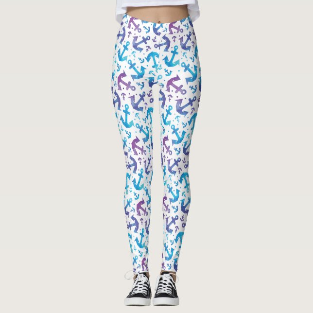 Tie Dye Anchor Pattern 2 Leggings (Front)