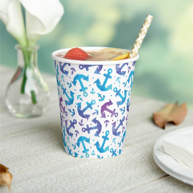 Tie Dye Anchor Pattern Paper Cups (Insitu)
