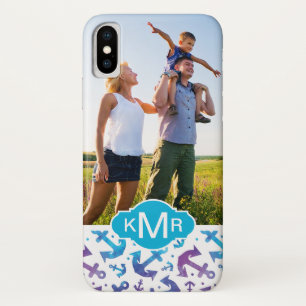 Tie Dye Anchor Pattern   Your Photo & Monogram iPhone X Case