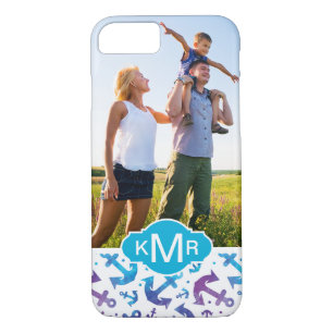 Tie Dye Anchor Pattern   Your Photo & Monogram iPhone 8/7 Case