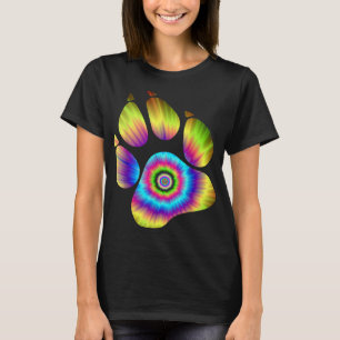 Tie Dye Animal Cat Dog Paw Print For Pet Lover T-Shirt