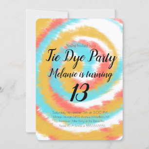 Tie Dye Anniversaire Fête Colorée Invitation