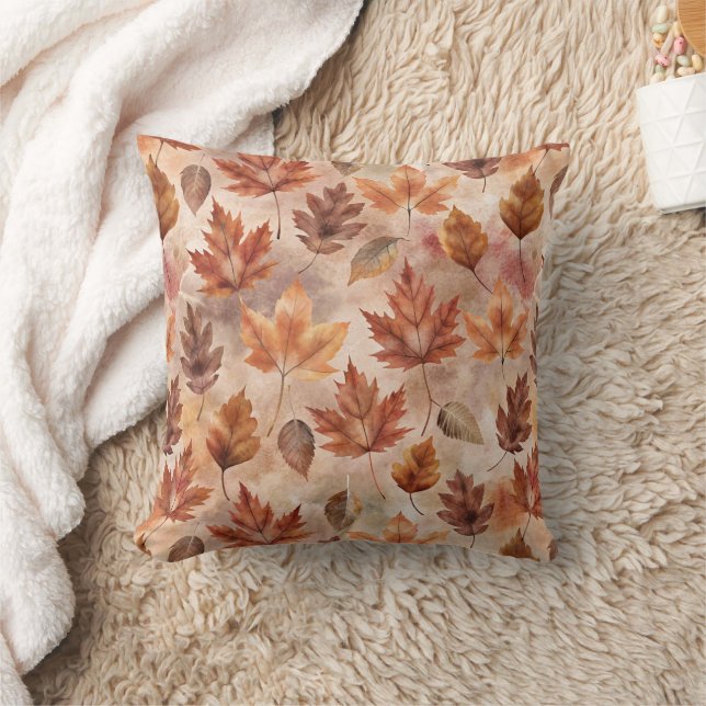 Tie Dye Autumn Leaves Throw Pillow (Blanket)