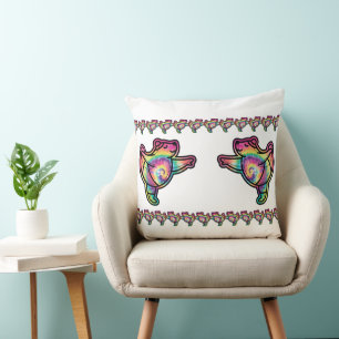 Tie Dye Ballerina Bear: Graceful and Colourful Throw Pillow