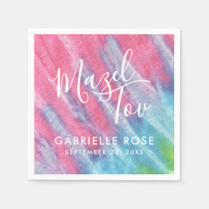 Tie Dye Bat Mitzvah Pink Mazel Tov Custom Napkin