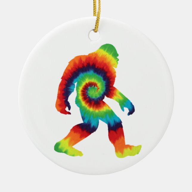Tie Dye Bigfoot T-Shirt Ceramic Ornament (Front)