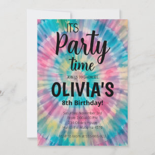Tie Dye Birthday Invitation Rainbow Tie Dye Birthd