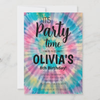 Tie Dye Birthday Invitation Rainbow Tie Dye Birthd