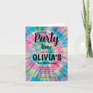 Tie Dye Birthday Invitation Rainbow Tie Dye Birthd