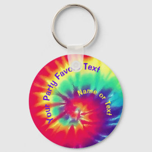 Tie Dye Birthday Party Favours PERSONALIZE Keychai Keychain