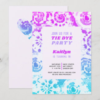 Tie Dye Birthday Party Retro Summer Bright Invitation