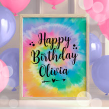 Tie Dye Birthday Party Sign