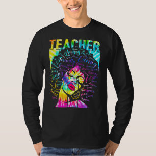 Tie Dye Black Teacher Natural Afro Hair African Wo T-Shirt