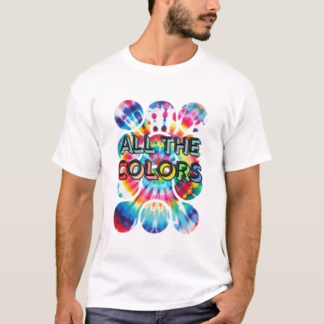 Tie-Dye Blast of Colour Retro Style T-Shirt (Front)