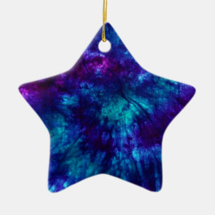 Tie Dye/Blue and Green Ceramic Ornament