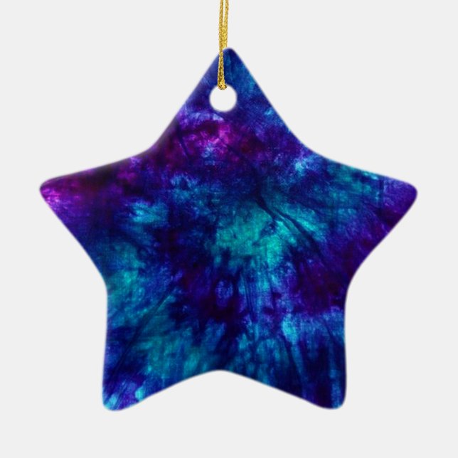 Tie Dye/Blue and Green Ceramic Ornament (Front)