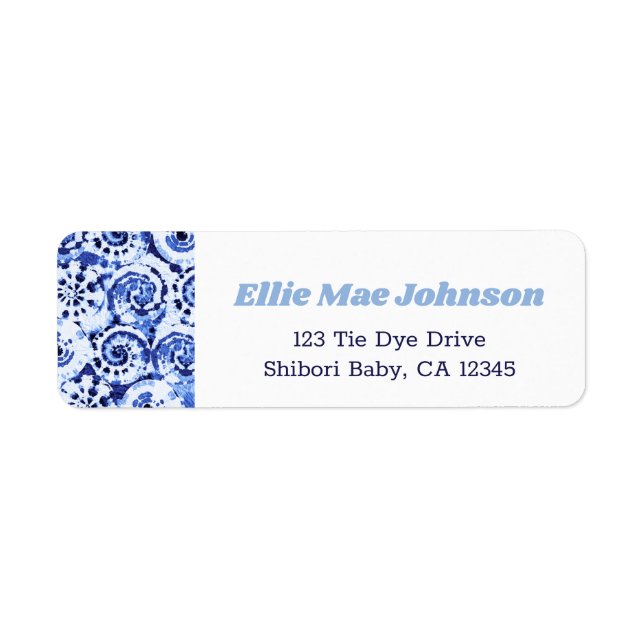 Tie Dye Blue Shibori Art Return Address Label (Front)