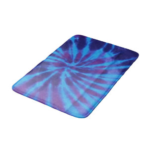 Tie Dye Blue Teal Purple Colourful Pattern Hippie Bath Mat