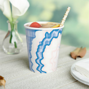 Tie dye Blue white swirl funky retro pattern Paper Cups