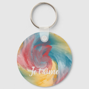 Tie-Dye Bold Colours Painterly Watercolor in Love Keychain
