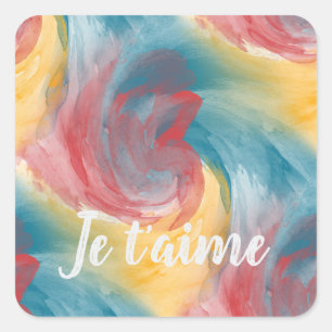 Tie-Dye Bold Colours Painterly Watercolor in Love Square Sticker