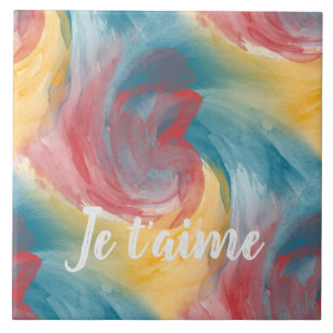 Tie-Dye Bold Colours Painterly Watercolor in Love Tile