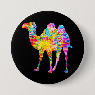 TIE DYE CAMEL 3 INCH ROUND BUTTON