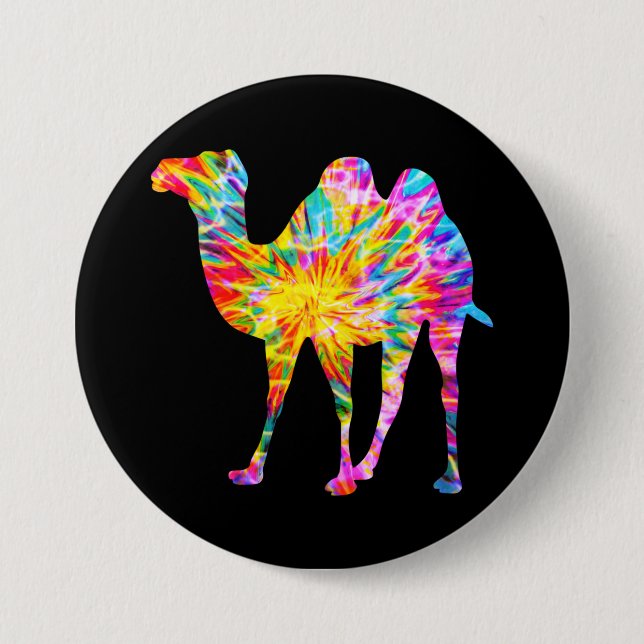 TIE DYE CAMEL 3 INCH ROUND BUTTON (Front)
