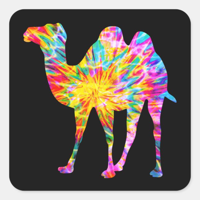 TIE DYE CAMEL SQUARE STICKER (Front)