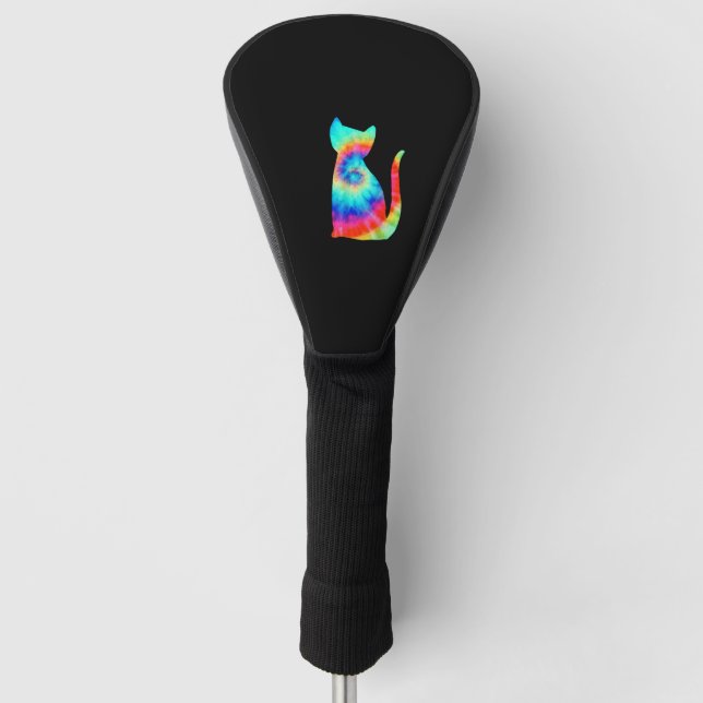 Tie Dye Cat _ Colourful Tye Dye Kitten Golf Head Cover (Front)