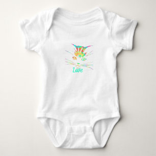 Tie dye cat face baby bodysuit