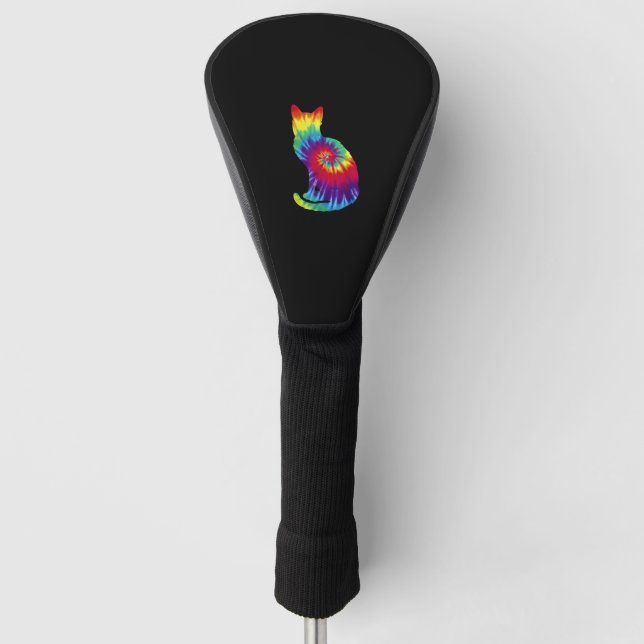 Tie Dye Cat Shirt _ Colourful Tye Dye Kitten Golf Head Cover (Front)